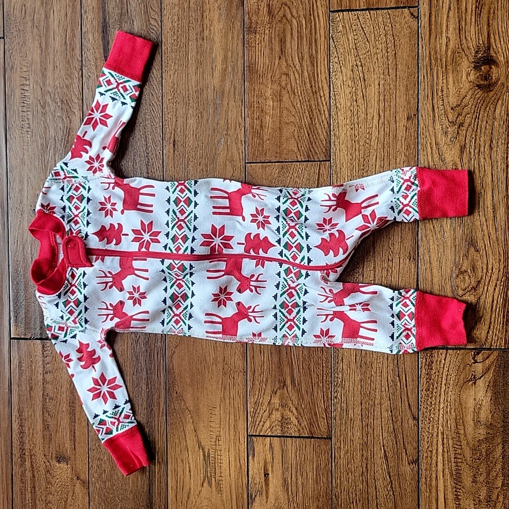 Hanna Andersson Reindeer Christmas Holiday Baby Zip Sleeper Pajamas
